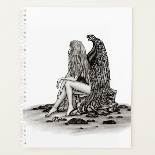 Angel, perdu dans la pensée, noir et blanc Design (Devant)