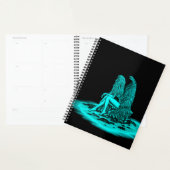 Angel, perdu dans la pensée, noir et vert Design (Devant avec enveloppe)