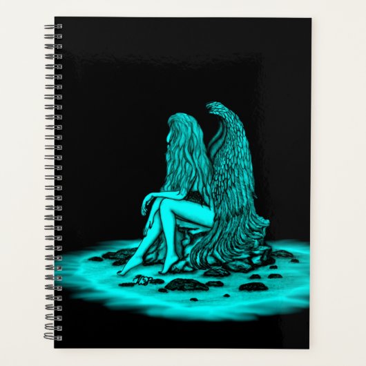 Angel, perdu dans la pensée, noir et vert Design (Devant)