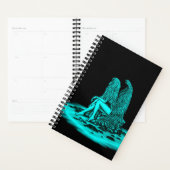Angel, perdu dans la pensée, noir et vert Design (Devant avec enveloppe)