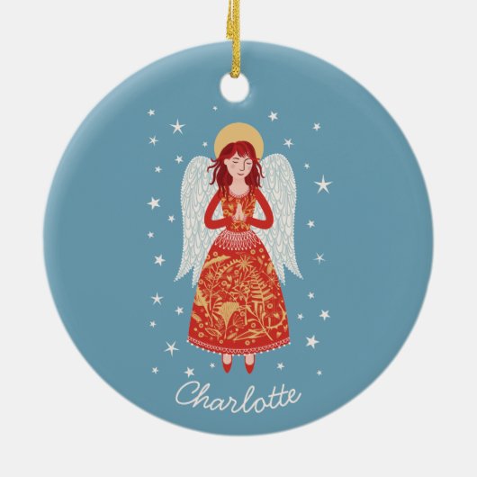 Angel Personalized Keramisch Ornament (Achterkant)