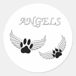 Angel Pet Paws Ronde Sticker