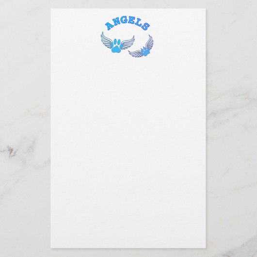 Angel Pet tekent in blauw Briefpapier (Voorkant)