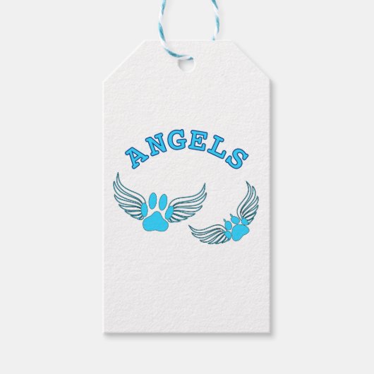 Angel Pet tekent in blauw Cadeaulabel (Voorkant)
