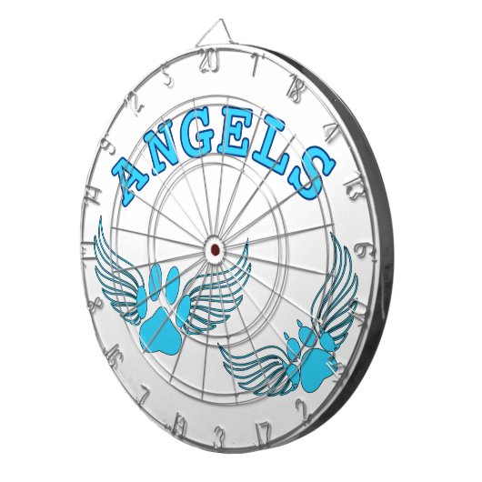 Angel Pet tekent in blauw Dartbord (Voorkant Rechts)