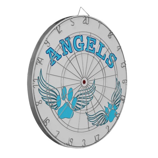 Angel Pet tekent in blauw Dartbord (Voorkant Links)