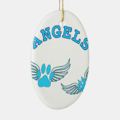 Angel Pet tekent in blauw Keramisch Ornament (Rechts)