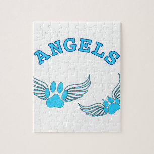 Angel Pet tekent in blauw Legpuzzel