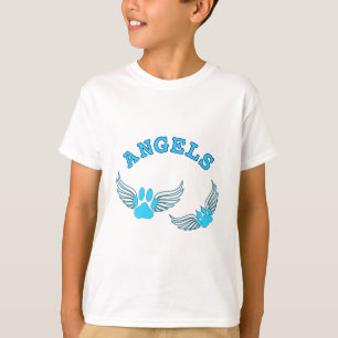 Angel Pet tekent in blauw T-shirt