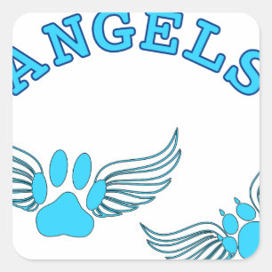 Angel Pet tekent in blauw Vierkante Sticker
