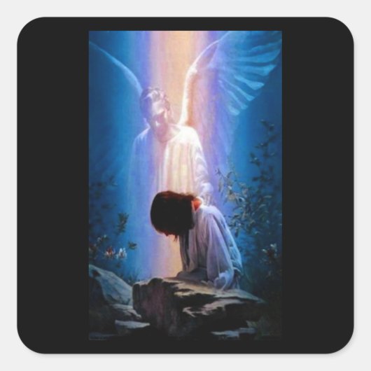 Angel Prayer Vierkante Sticker (Voorkant)