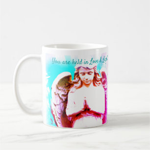 Angel Praying Aqua Roze Blauw Liefde Licht Quote G Koffiemok