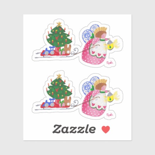 Angel Pulling Sled Sticker (Vel)
