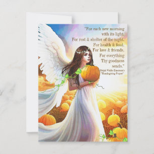 Angel Pumpkin Thanksgiving Herfst Mooie Kunst Briefkaart