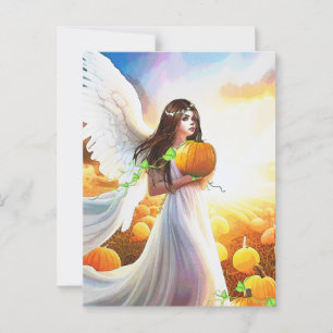 Angel Pumpkin Wings Herfst Prachtige Fantasy Art Briefkaart