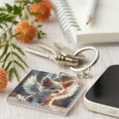 Angel Puppy Digitale Kunst Sleutelhanger (Voorkant Rechts)