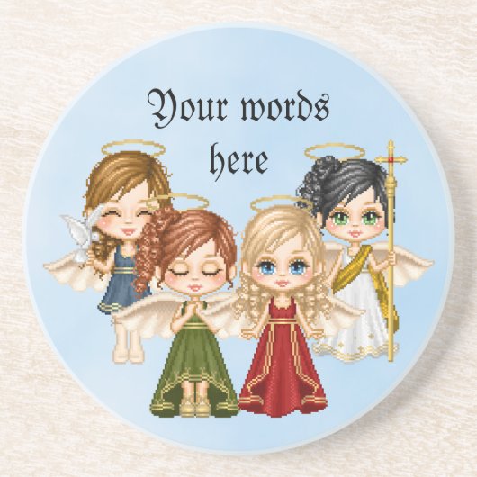 Angel Quartet Pixel Art Zandsteen Onderzetter (Voorkant)