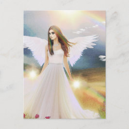 Angel Rainbow Light Hope Vleugels Bloemen Fantasy  Briefkaart