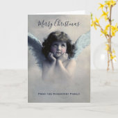  Angel Retro Merry Kerstmis Kaart (Gele Bloem)