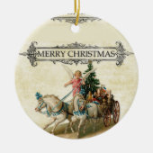 Angel Ride Horses Kerstboom Keramisch Ornament (Voorkant)