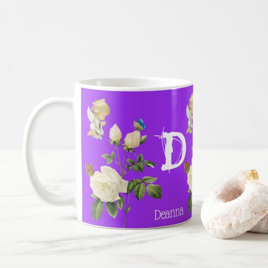 Angel Rose Purple Floral Mug (Avec donut)