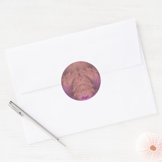 ANGEL~ Roze en Paars ~ Ronde Sticker (Envelop)