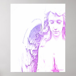 Angel Roze Paarse Vleugels Ombre Wall Art Print