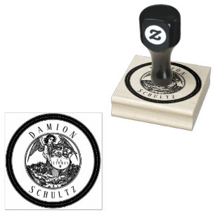 Angel Scroll Ex Libris Naam Rubber Stamp Rubberstempel