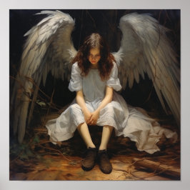 Angel Sitting on Ground - Serene Poster met