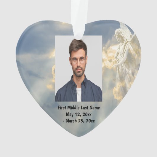 Angel Sky Clouds Dated Photo Custom Ornament (achterkant)