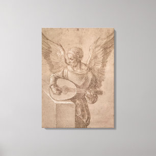Angel speelde een lat, 1491 canvas afdruk