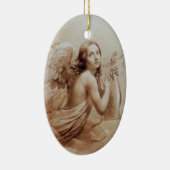 ANGEL SPEELT LYRA OVER DE CLOUDS brown Keramisch Ornament (Rechts)