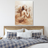 ANGEL SPEELT LYRA OVER DE CLOUDS CANVAS AFDRUK (Insitu (Slaapkamer))