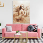 ANGEL SPEELT LYRA OVER DE CLOUDS CANVAS AFDRUK (Insitu (Woonkamer))