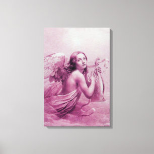 ANGEL SPEELT LYRA OVER DE CLOUDS CANVAS AFDRUK