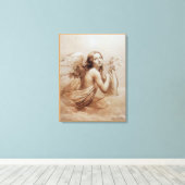 ANGEL SPEELT LYRA OVER DE CLOUDS CANVAS AFDRUK (Insitu (Houten vloer))