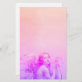 ANGEL SPEELT LYRA OVER DE CLOUDS Pink Blue Briefpapier (Voorkant / Achterkant)