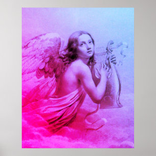 ANGEL SPEELT LYRA OVER DE CLOUDS Pink Blue Poster