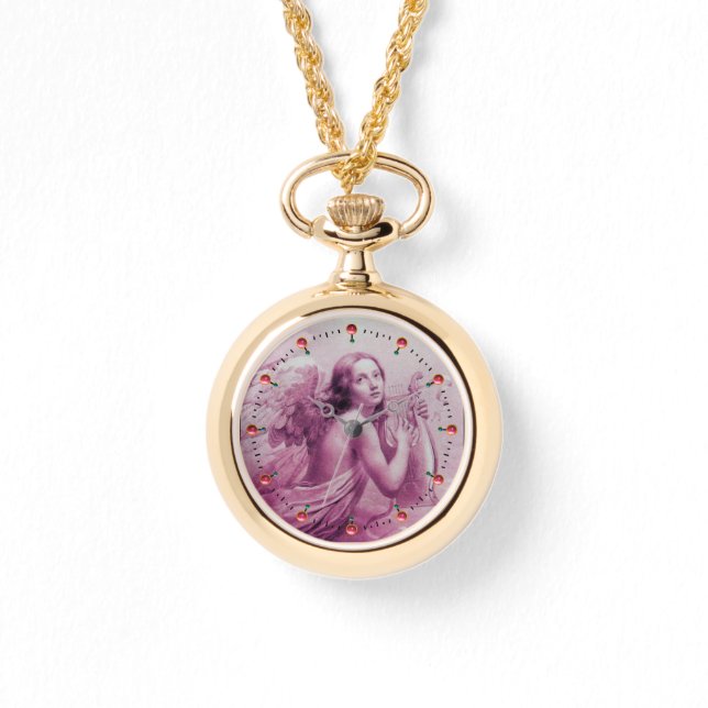 ANGEL SPEELT LYRA OVER DE CLOUDS Pink Horloge (Voorkant)
