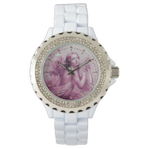 ANGEL SPEELT LYRA OVER DE CLOUDS Pink Horloge