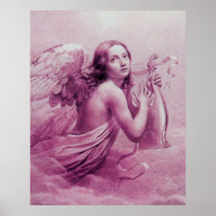 ANGEL SPEELT LYRA OVER DE CLOUDS Pink Poster