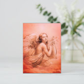 ANGEL SPEELT LYRA OVER DE CLOUDS Red Hues Briefkaart (Staand voorkant)