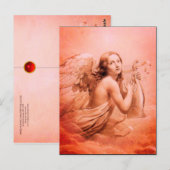 ANGEL SPEELT LYRA OVER DE CLOUDS Red Hues Briefkaart (Voorkant / Achterkant)
