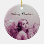 ANGEL SPEELT LYRA OVER DE CLOUDS roze Keramisch Ornament (Achterkant)