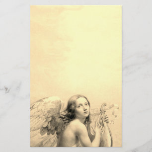 ANGEL SPEELT LYRA OVER DE CLOUDS Sepia Briefpapier