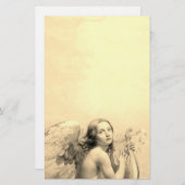 ANGEL SPEELT LYRA OVER DE CLOUDS Sepia Briefpapier (Voorkant / Achterkant)