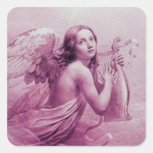 ANGEL SPEELT LYRA OVER DE CLOUDS VIERKANTE STICKER (Voorkant)