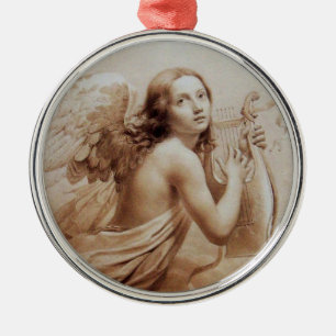 ANGEL SPEELT LYRA OVER DE KLOTEN, bruin Metalen Ornament