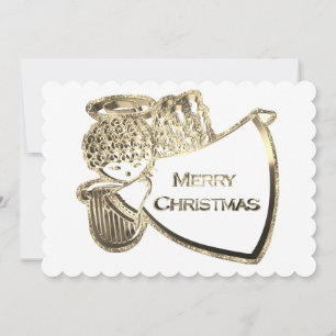 Angel spelen harp Elegant goud witte kerst Feestdagenkaart