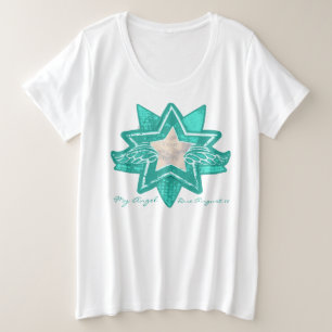 Angel star add baby scan zwangerschaps aqua mint grote maat t-shirt